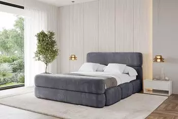 ALTDECOR ELVA-Z Polsterbett mit Bettkasten und Lattenrost, 180x200cm, dunkelgrau (800001809946)