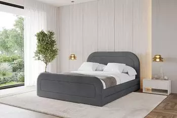 ALTDECOR Leris-Z Polsterbett mit Bettkasten & Lattenrost, 160x200cm, dunkelgrau (800001641318)