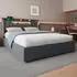 MODFU Polsterbett 140x200cm, Samt, dunkelgrau, mit Bettkasten, LED-Licht und Ladestation