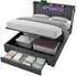 MODFU Polsterbett 140x200cm, Samt, dunkelgrau, mit Bettkasten, LED-Licht und Ladestation