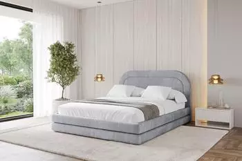 ALTDECOR LERIS Polsterbett mit Bettkasten & Lattenrost, 140x200cm, hellgrau (800001740688)