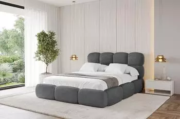 ALTDECOR NOMA Polsterbett mit Bettkasten und Lattenrost, 160x200cm, dunkelgrau (800001740073)