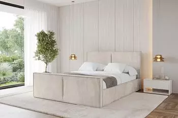 ALTDECOR Emmi-Z Polsterbett mit Bettkasten, Lattenrost & Matratze, beige, 120x200cm