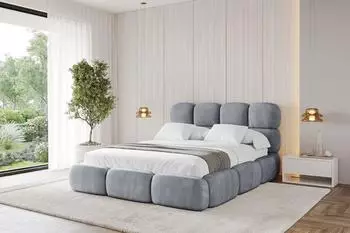 ALTDECOR NOMA Polsterbett mit Bettkasten und Lattenrost, 140x200cm, grau (800001739952)