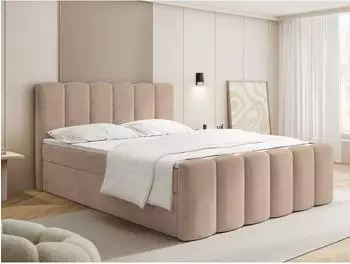 WFL GROUP Serenity Boxspringbett mit Bettkasten, dunkelbeige Samt, 180x200cm, H4 (800002023949)