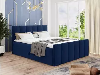 Sofnet Star Lux Boxspringbett mit 2 Bettk&auml;sten, Bonell-Matratze & Topper, blau (140x200cm)