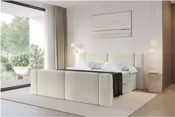 ALTDECOR Evon-Z Boxspringbett mit Topper, H4, creme, 200x200cm (800002005019)