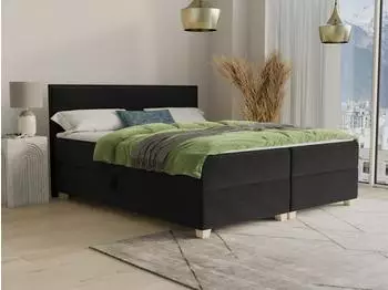 Sofnet Fren Boxspringbett mit 2 Bettk&auml;sten, Bonell-Matratze & Topper, 180x200cm, schwarz (Kronos 07)
