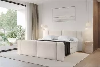 ALTDECOR Evon-Z Boxspringbett mit Fu&szlig;teil, H3-Matratze & Topper, beige, 140x200cm (800002005040)