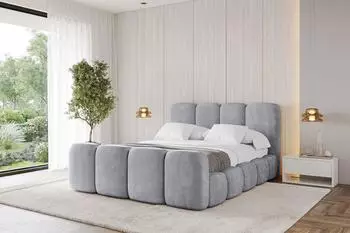 ALTDECOR KALA-Z Polsterbett mit Bettkasten und Lattenrost, hellgrau, 140x200cm (800001810418)