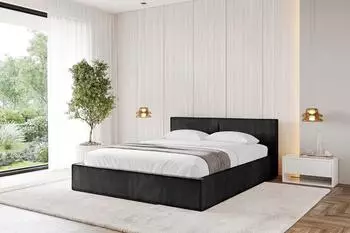 ALTDECOR EMMI-V1 Polsterbett mit Bettkasten und Lattenrost, 200x200cm, schwarz (800001638431)