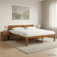 vidaXL Doppelbettgestell mit Kopfteil ROSTOCK Natur 193 x 203 cm