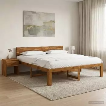 vidaXL ROSTOCK Doppelbettgestell mit Kopfteil, natur, 193x203cm (3405509)