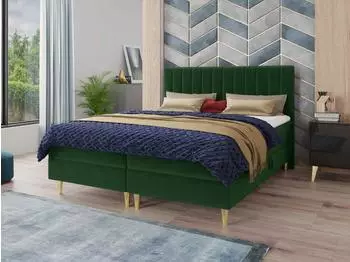 Sofnet Gold Boxspringbett 180x200cm, 2 Bettk&auml;sten, Velours, gr&uuml;n