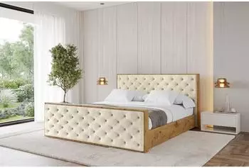 ALTDECOR Enzo3-Z Polsterbett mit Bettkasten und Lattenrost, Beige, 120x200cm (800001637854)
