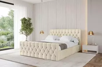 ALTDECOR RENO-Z Polsterbett mit Bettkasten und Lattenrost, beige, 160x200cm (800001812136)