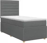 vidaXL Boxspringbett mit Matratze Dunkelgrau 90 x 190 cm Stoff