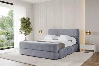 ALTDECOR ELVA-Z Polsterbett mit Bettkasten und Lattenrost, 140x200cm, grau (800001814751)