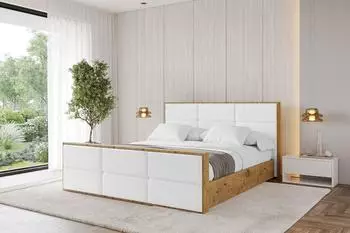 ALTDECOR Enzo1-Z Polsterbett mit Bettkasten und Lattenrost, wei&szlig; Kunstleder, 140x200cm (800001741072)