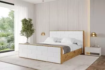 ALTDECOR Enzo8-Z Polsterbett mit Bettkasten und Lattenrost, wei&szlig; Kunstleder, 120x200cm (800001640943)