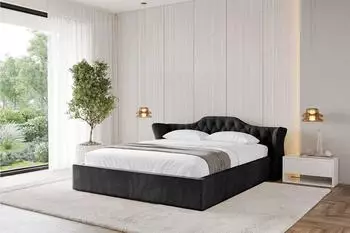 ALTDECOR ZORAN-V1 Polsterbett mit Bettkasten und Lattenrost, 200x200cm, schwarz (800001639734)