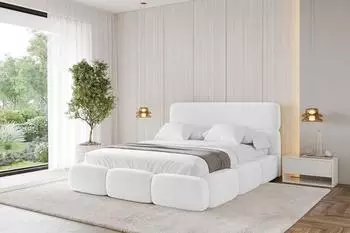 ALTDECOR ELVA Polsterbett mit Bettkasten und Lattenrost, 200x200cm, wei&szlig; (800001811287)