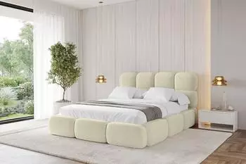 ALTDECOR NOMA Polsterbett mit Bettkasten und Lattenrost, 120x200cm, beige (800001740096)