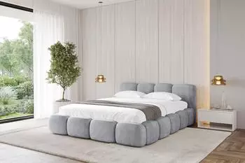 ALTDECOR KALA-v1 Polsterbett mit Bettkasten und Lattenrost, 180x200cm, hellgrau (800001809436)