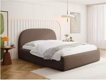 WFL GROUP Puro Polsterbett mit Bettkasten & Metall-Lattenrost, Chenille, braun (800002101080)