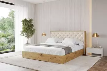 ALTDECOR ENZO3 Polsterbett mit Bettkasten, Lattenrost & Matratze H3/H4, 160x200cm, beige (800001813264)