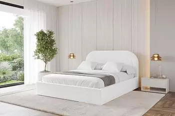 ALTDECOR Leray Polsterbett mit Bettkasten und Lattenrost, 160x200cm, wei&szlig; (800001638433)