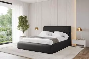 ALTDECOR Enora Polsterbett mit Bettkasten und Lattenrost, schwarz, 180x200cm (800001810218)