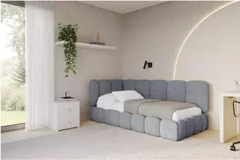 ALTDECOR AVRY Jugendbett mit Bettkasten und Matratze, grau, 100x200cm (800001942880)