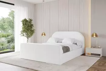 ALTDECOR Tivon-Z Polsterbett mit Bettkasten und Lattenrost, wei&szlig; Kunstleder, 200x200cm (800001741190)
