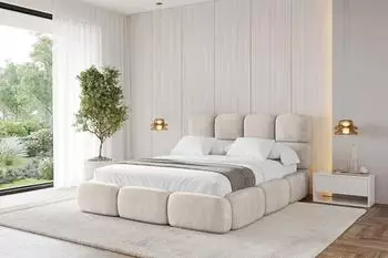 ALTDECOR NOMA Polsterbett mit Bettkasten & Lattenrost, 180x200, beige (800001809475)