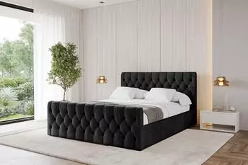 ALTDECOR RENO-Z Polsterbett mit Bettkasten und Lattenrost, 180x200cm, schwarz (800001812145)