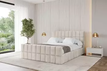 ALTDECOR AMEA-Z Polsterbett mit Bettkasten und Lattenrost, beige, 160x200cm (800001809908)