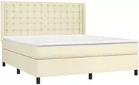 vidaXL Boxspringbett mit Matratze Creme 160x200 cm Kunstleder