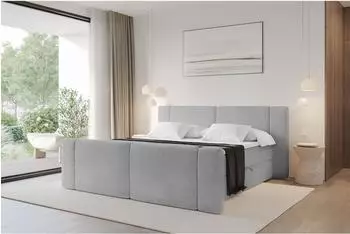 ALTDECOR Evon-Z Boxspringbett mit Matratze H4 und Topper, 180x200cm, grau (800002005038)