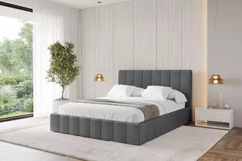 ALTDECOR FINO Polsterbett mit Bettkasten und Lattenrost 160x200cm, dunkelgrau (800001739925)