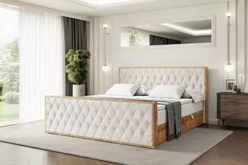 ALTDECOR LOLLI5-Z Boxspringbett mit Matratze H3, Topper & Bettkasten, 180x200cm, beige (800001800665)