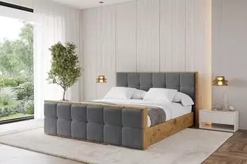 ALTDECOR Enzo7-Z Polsterbett mit Bettkasten und Lattenrost, 180x200cm, graphit (800001638389)