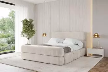 ALTDECOR ELVA-Z Polsterbett mit Bettkasten und Lattenrost, 160x200cm, beige (ELVA-Z)