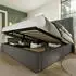 MODFU Polsterbett aus Leinen 160x200cm mit Stauraum, Ladestation und Becherhalter