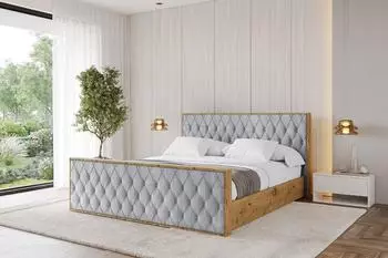 ALTDECOR ENZO5-Z Polsterbett mit Bettkasten und Lattenrost, 140x200cm, hellgrau (800001638982)