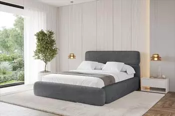 ALTDECOR ENORA Polsterbett mit Bettkasten und Lattenrost, 120x200cm, dunkelgrau (800001813531)