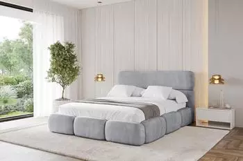 ALTDECOR ELVA Polsterbett mit Bettkasten und Lattenrost, 180x200cm, hellgrau (800001811331)