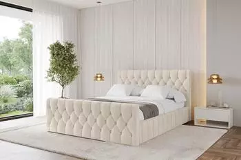 ALTDECOR LARO-Z Polsterbett mit Bettkasten und Lattenrost, 120x200cm, beige, H3/H4 (800001811246)