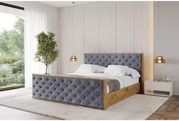 ALTDECOR ENZO3-Z Polsterbett mit Bettkasten und Lattenrost, 120x200cm, dunkelgrau (800001637974)