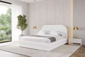 ALTDECOR LERIS Polsterbett mit Bettkasten und Lattenrost, 140x200cm, wei&szlig; (800001638788)